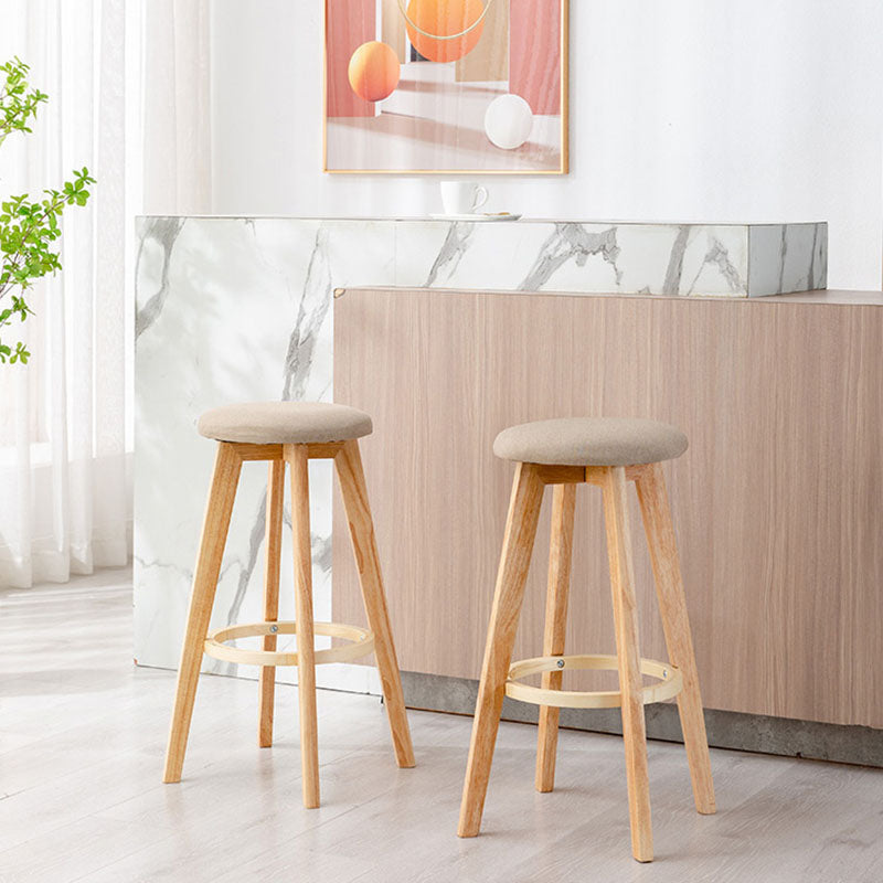 Scandinavian Matte Finish Solid Wood Bar Stool Restaurant Footrest Stool