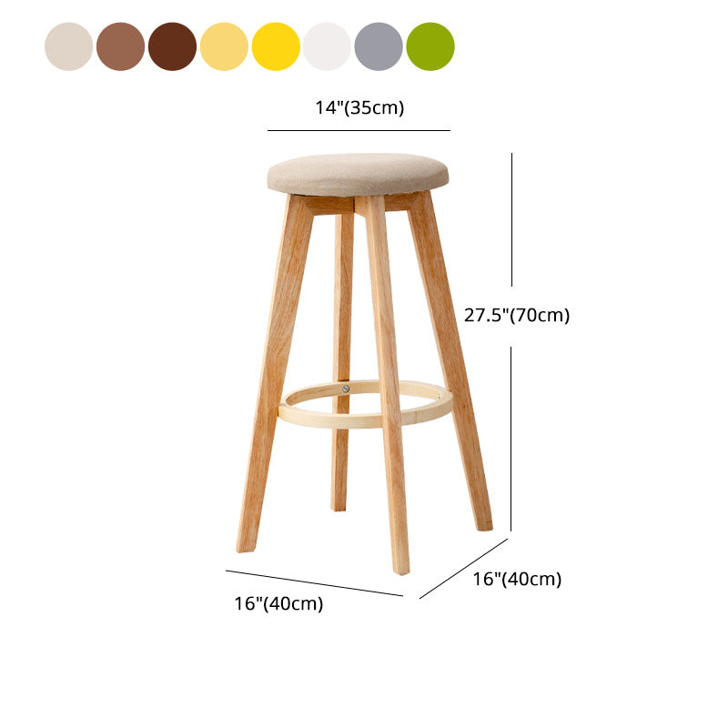 Scandinavian Matte Finish Solid Wood Bar Stool Restaurant Footrest Stool