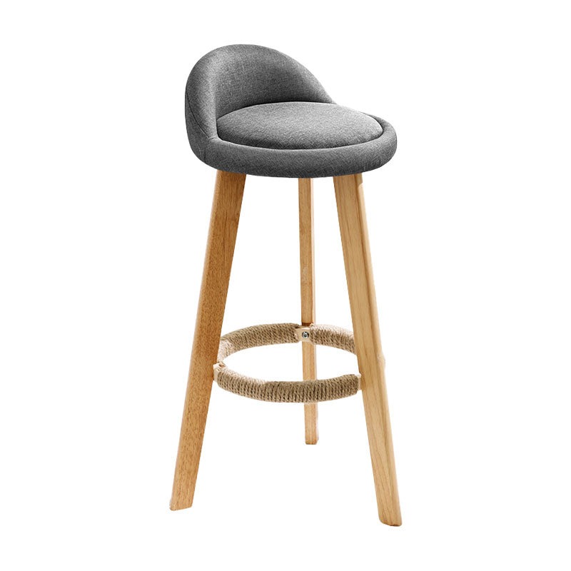 Scandinavian Restaurant Footrest Stool Matte Finish Upholstered Bar Stools