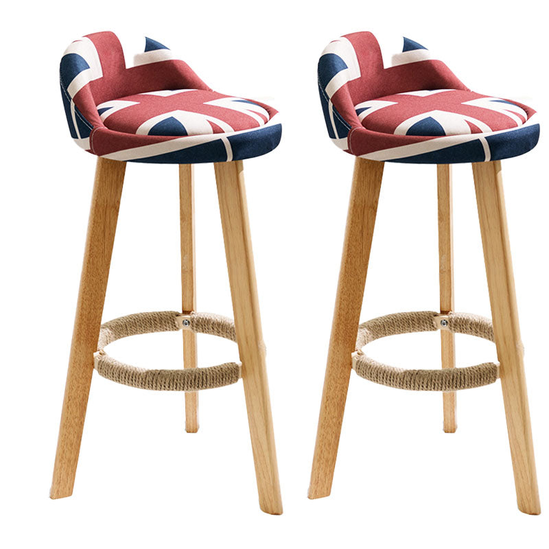 Scandinavian Restaurant Footrest Stool Matte Finish Upholstered Bar Stools