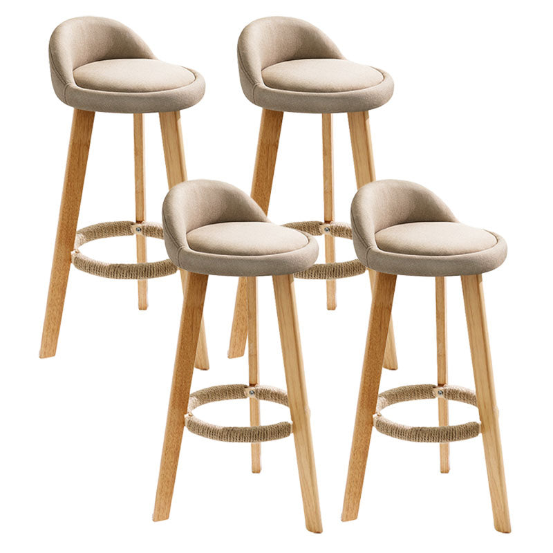 Scandinavian Restaurant Footrest Stool Matte Finish Upholstered Bar Stools