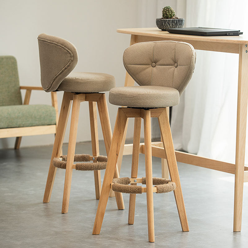 Modern Rubberwood Solid Wood Bar Stool Matte Finish Home Stool