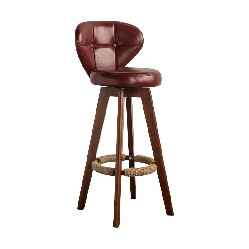 Modern Rubberwood Solid Wood Bar Stool Matte Finish Home Stool
