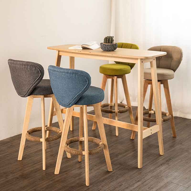 Modern Rubberwood Solid Wood Bar Stool Matte Finish Home Stool