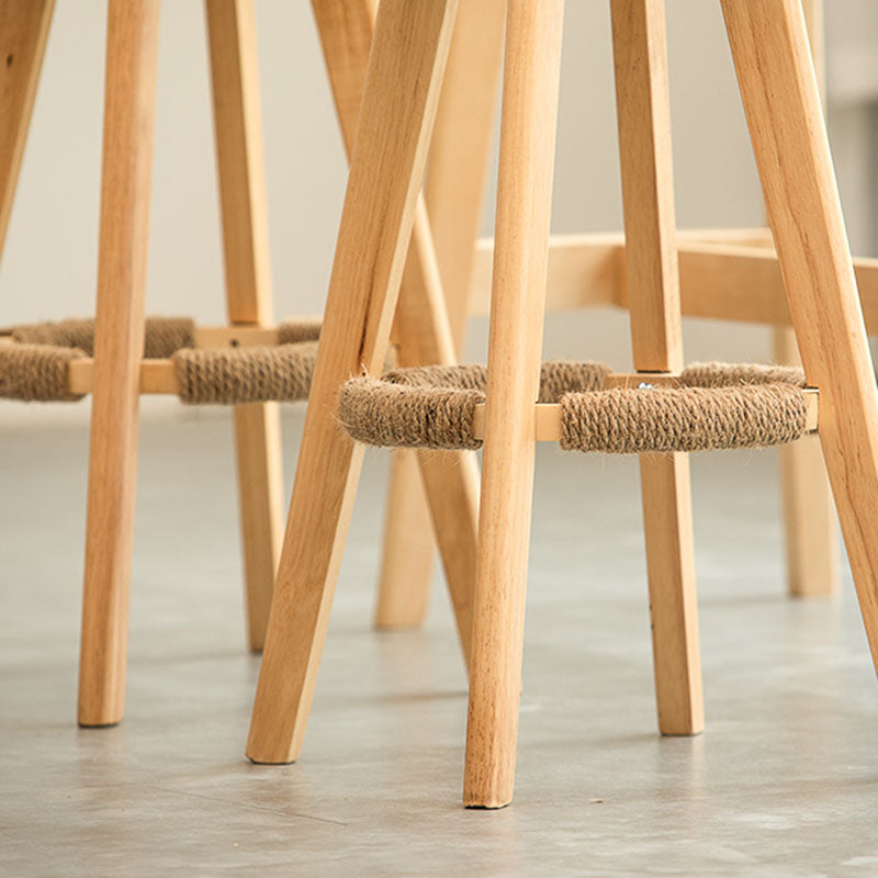 Modern Rubberwood Solid Wood Bar Stool Matte Finish Home Stool