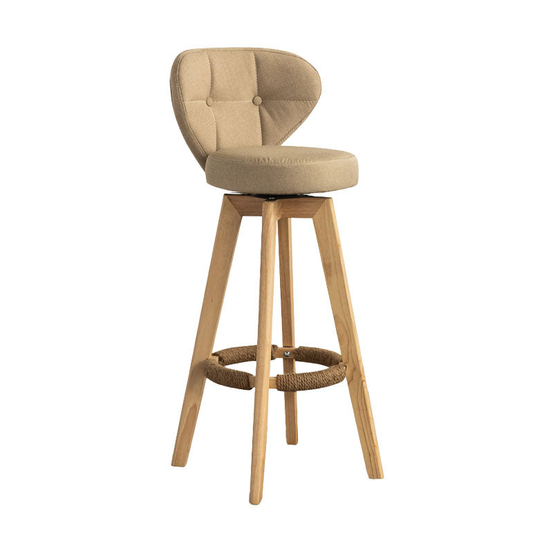 Modern Rubberwood Solid Wood Bar Stool Matte Finish Home Stool