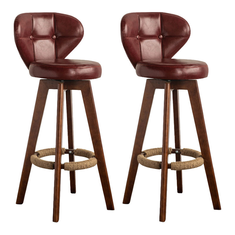 Modern Rubberwood Solid Wood Bar Stool Matte Finish Home Stool