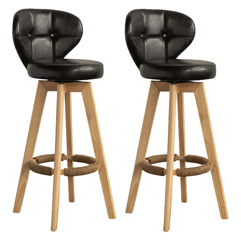 Modern Rubberwood Solid Wood Bar Stool Matte Finish Home Stool