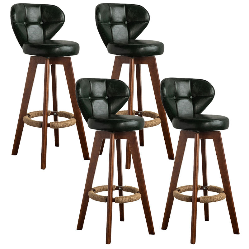 Modern Rubberwood Solid Wood Bar Stool Matte Finish Home Stool