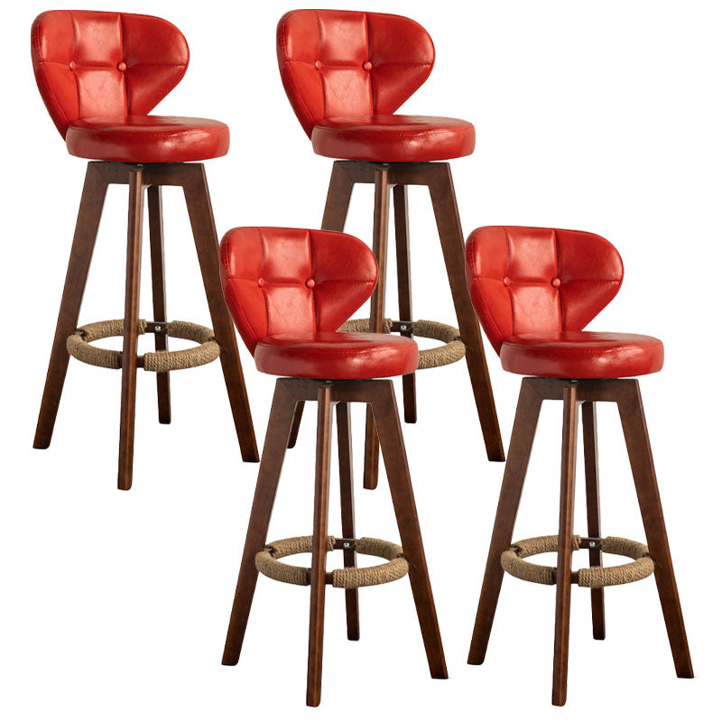 Modern Rubberwood Solid Wood Bar Stool Matte Finish Home Stool