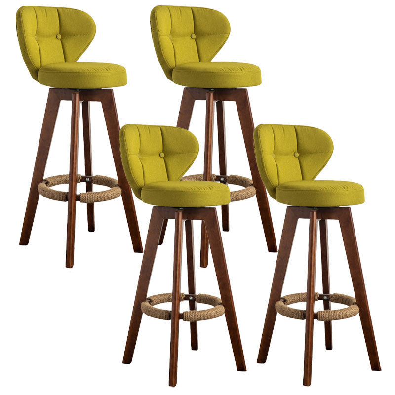 Modern Rubberwood Solid Wood Bar Stool Matte Finish Home Stool