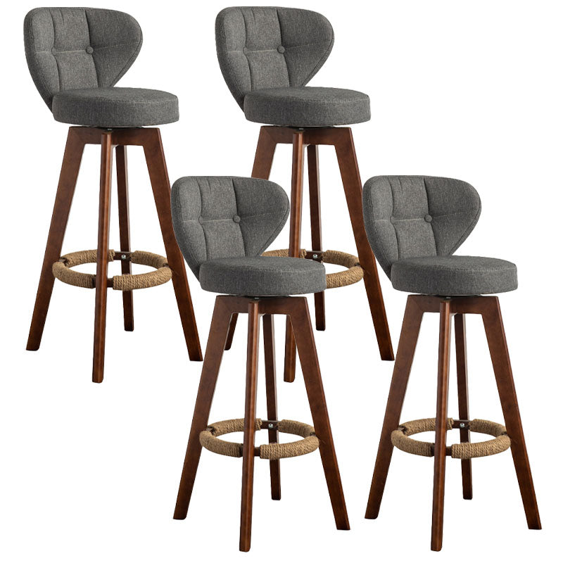 Modern Rubberwood Solid Wood Bar Stool Matte Finish Home Stool