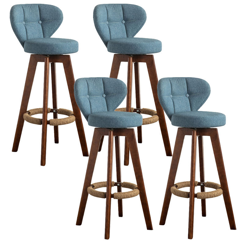 Modern Rubberwood Solid Wood Bar Stool Matte Finish Home Stool