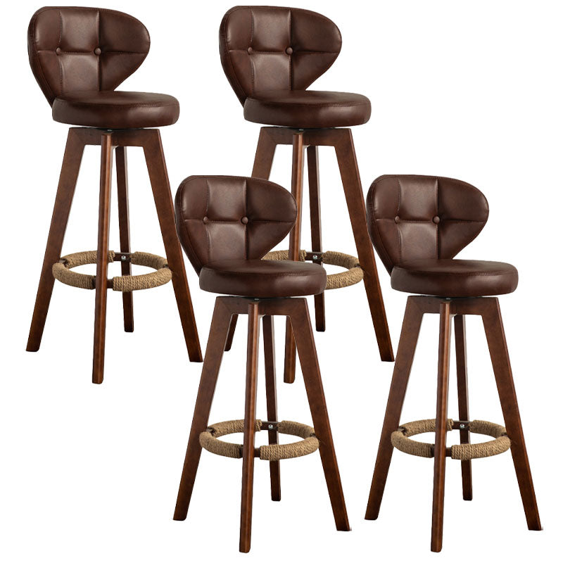 Modern Rubberwood Solid Wood Bar Stool Matte Finish Home Stool