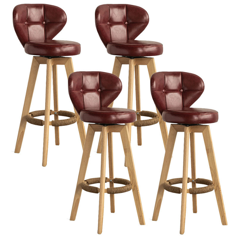 Modern Rubberwood Solid Wood Bar Stool Matte Finish Home Stool