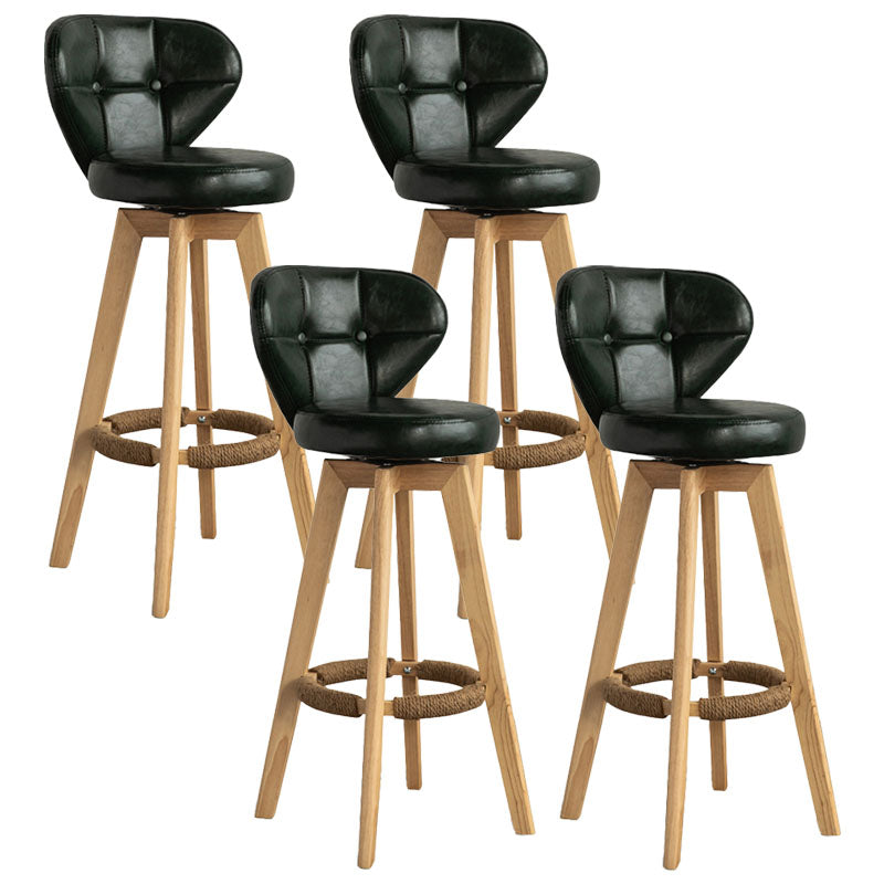 Modern Rubberwood Solid Wood Bar Stool Matte Finish Home Stool