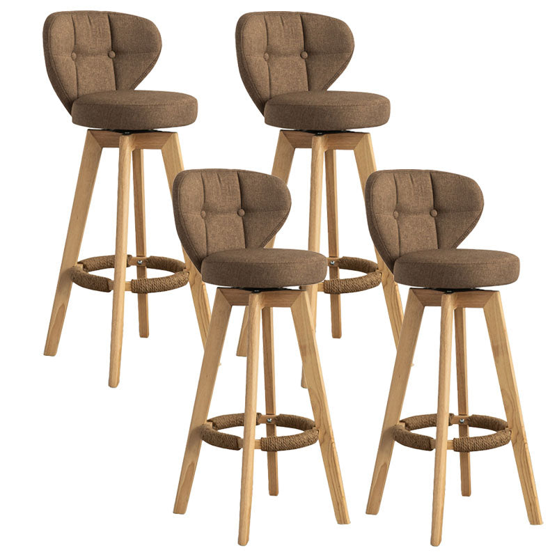 Modern Rubberwood Solid Wood Bar Stool Matte Finish Home Stool
