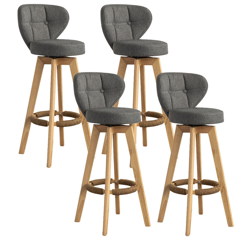 Modern Rubberwood Solid Wood Bar Stool Matte Finish Home Stool