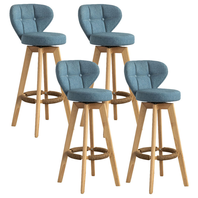 Modern Rubberwood Solid Wood Bar Stool Matte Finish Home Stool
