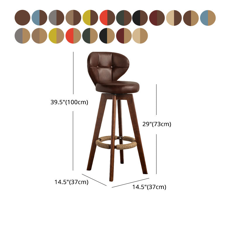 Modern Rubberwood Solid Wood Bar Stool Matte Finish Home Stool