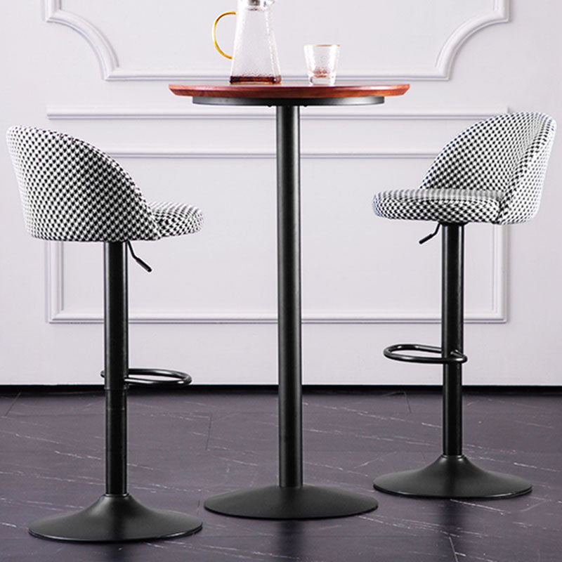 Contemporary Adjustable Height Footrest Barstool Matte Finish Upholstered Stool