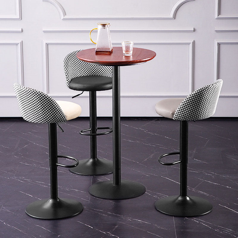 Contemporary Adjustable Height Footrest Barstool Matte Finish Upholstered Stool