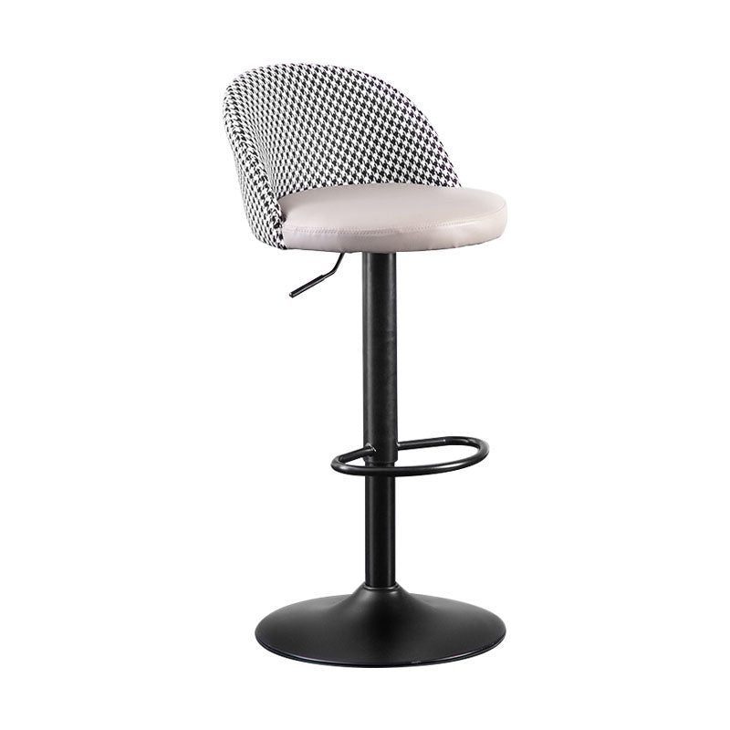 Contemporary Adjustable Height Footrest Barstool Matte Finish Upholstered Stool