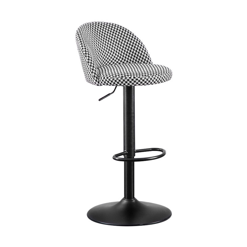 Contemporary Adjustable Height Footrest Barstool Matte Finish Upholstered Stool