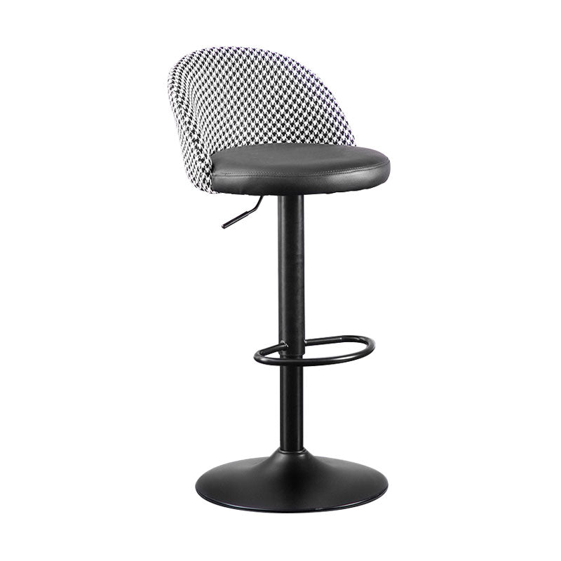 Contemporary Adjustable Height Footrest Barstool Matte Finish Upholstered Stool