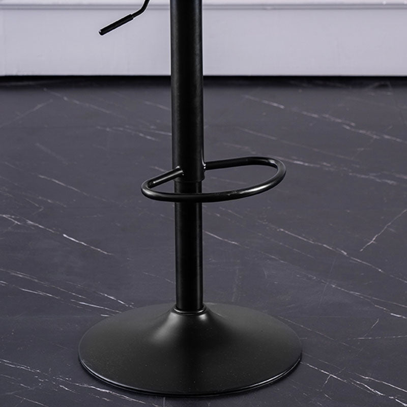 Contemporary Adjustable Height Footrest Barstool Matte Finish Upholstered Stool