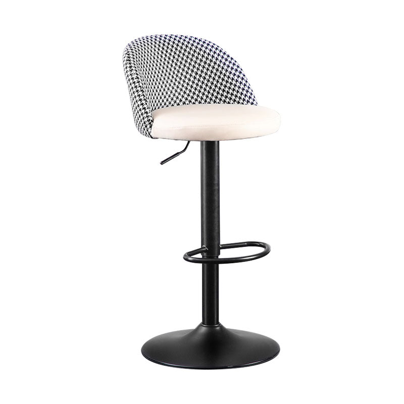 Contemporary Adjustable Height Footrest Barstool Matte Finish Upholstered Stool