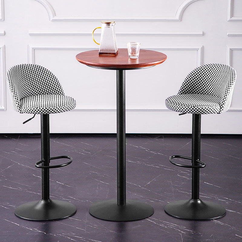 Contemporary Adjustable Height Footrest Barstool Matte Finish Upholstered Stool