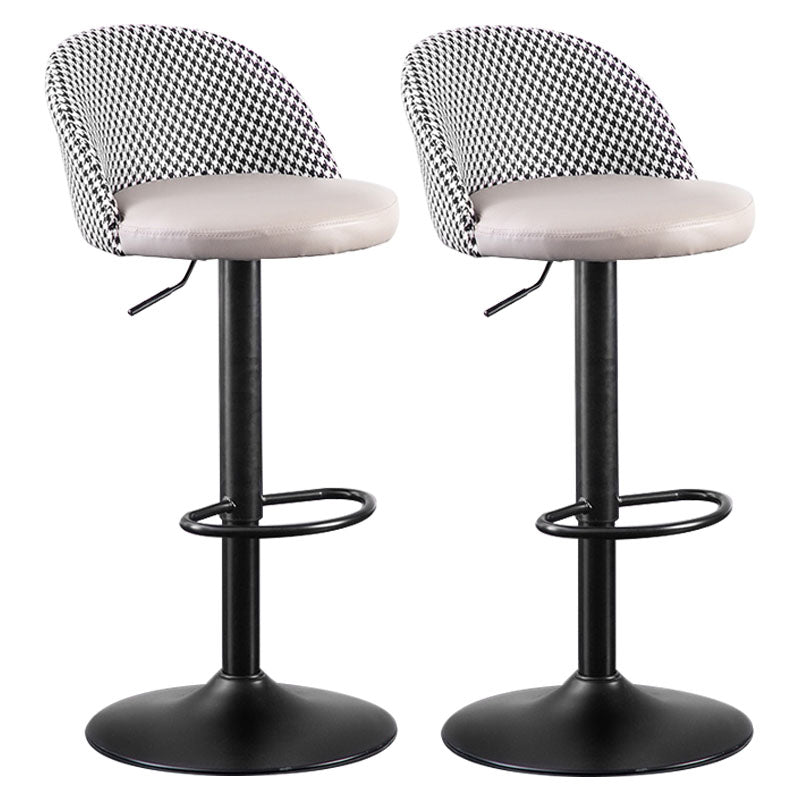 Contemporary Adjustable Height Footrest Barstool Matte Finish Upholstered Stool