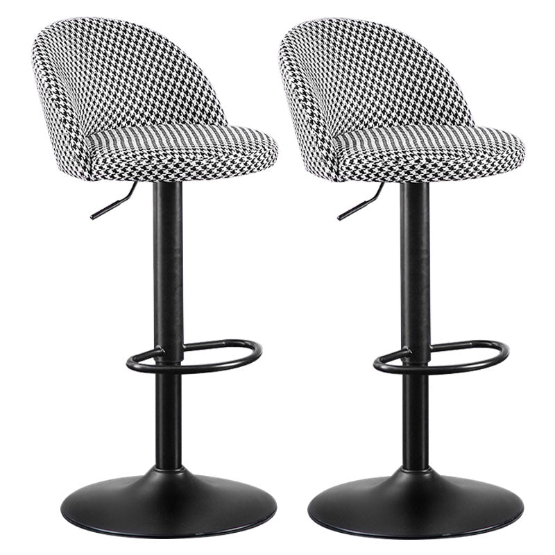 Contemporary Adjustable Height Footrest Barstool Matte Finish Upholstered Stool