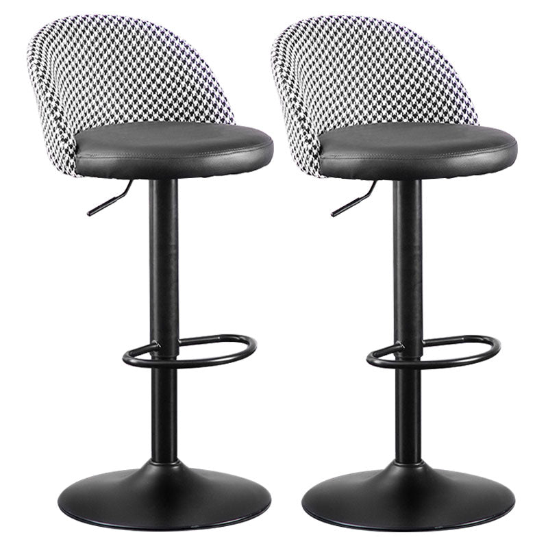 Contemporary Adjustable Height Footrest Barstool Matte Finish Upholstered Stool