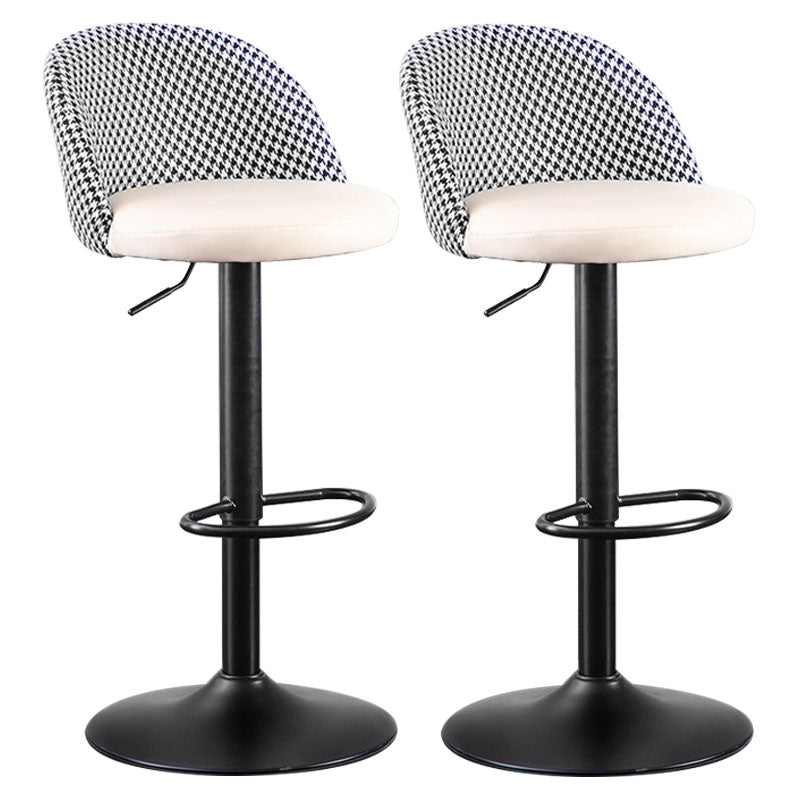 Contemporary Adjustable Height Footrest Barstool Matte Finish Upholstered Stool