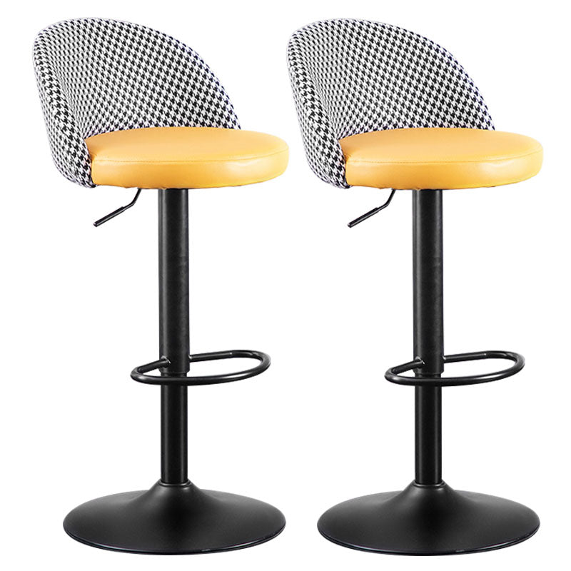 Contemporary Adjustable Height Footrest Barstool Matte Finish Upholstered Stool