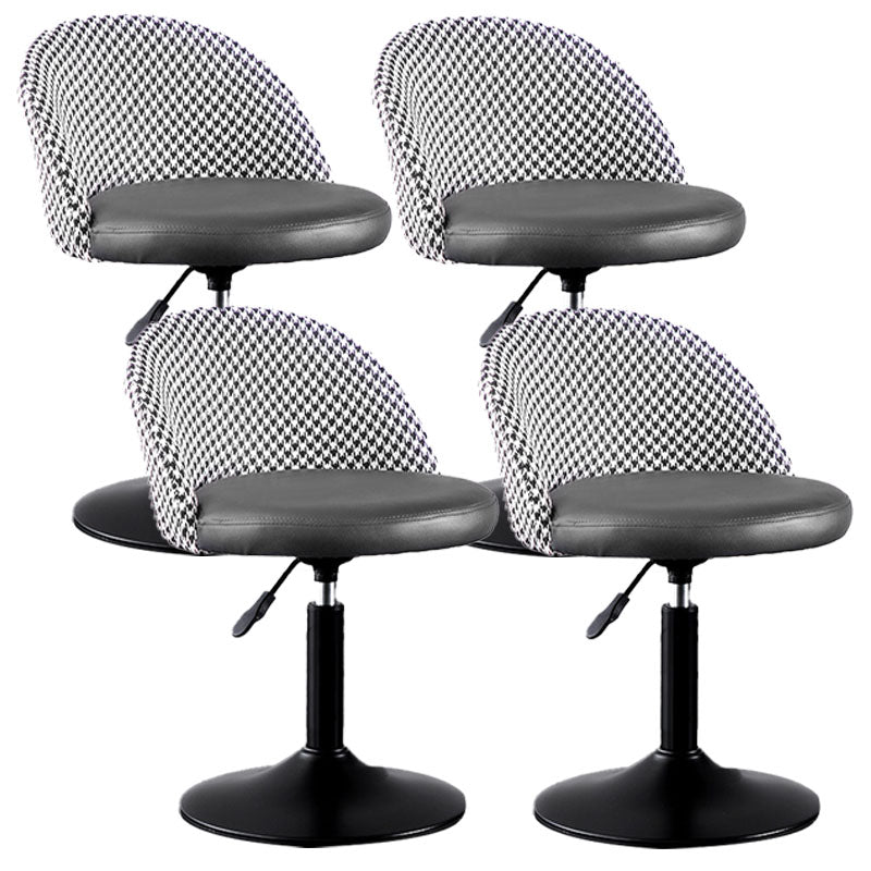 Contemporary Adjustable Height Footrest Barstool Matte Finish Upholstered Stool