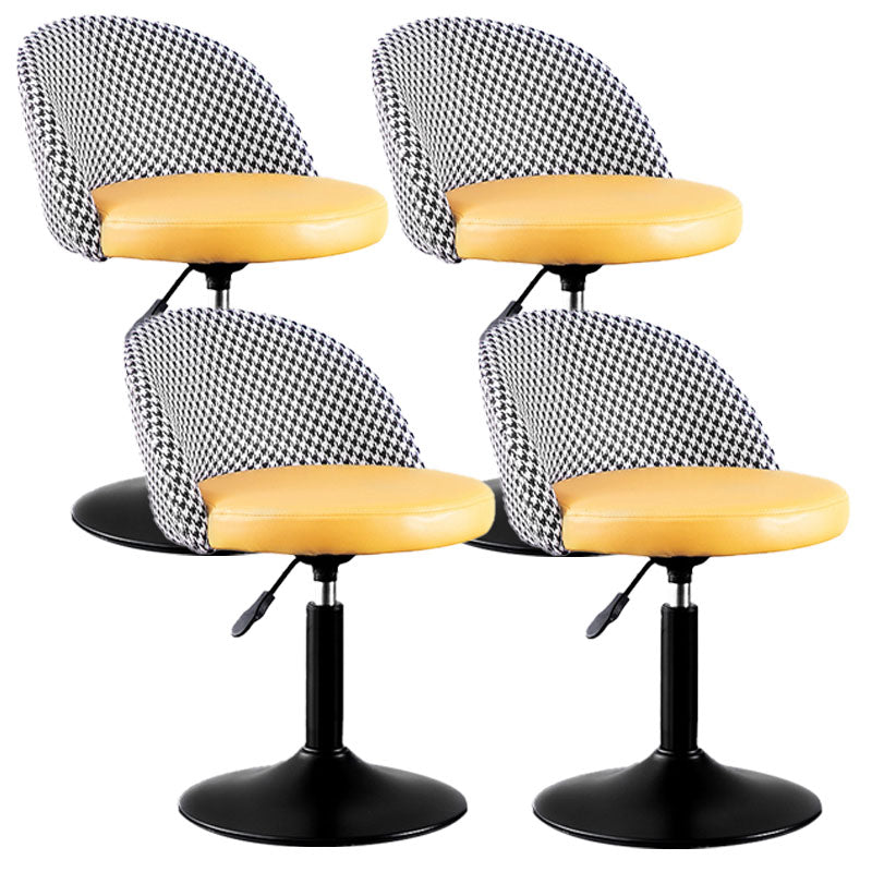 Contemporary Adjustable Height Footrest Barstool Matte Finish Upholstered Stool