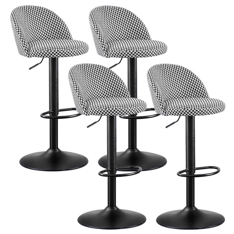 Contemporary Adjustable Height Footrest Barstool Matte Finish Upholstered Stool