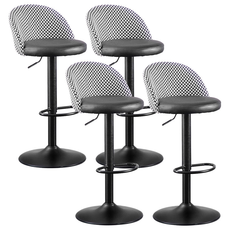 Contemporary Adjustable Height Footrest Barstool Matte Finish Upholstered Stool