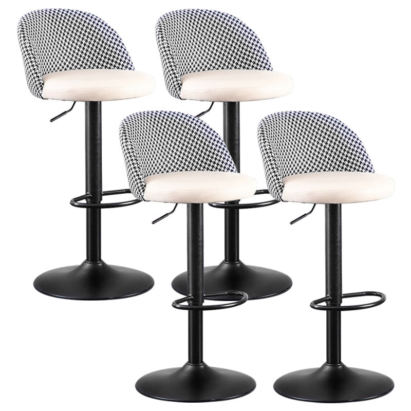 Contemporary Adjustable Height Footrest Barstool Matte Finish Upholstered Stool