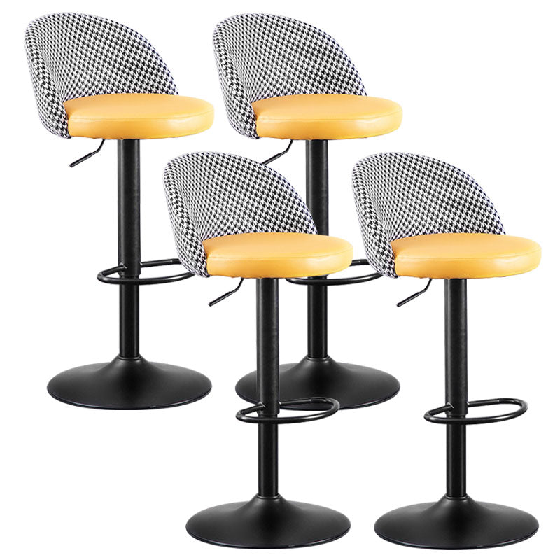 Contemporary Adjustable Height Footrest Barstool Matte Finish Upholstered Stool