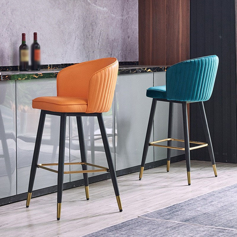 Scandinavian Footrest Home Stool Matte Finish Upholstered Bar Stools