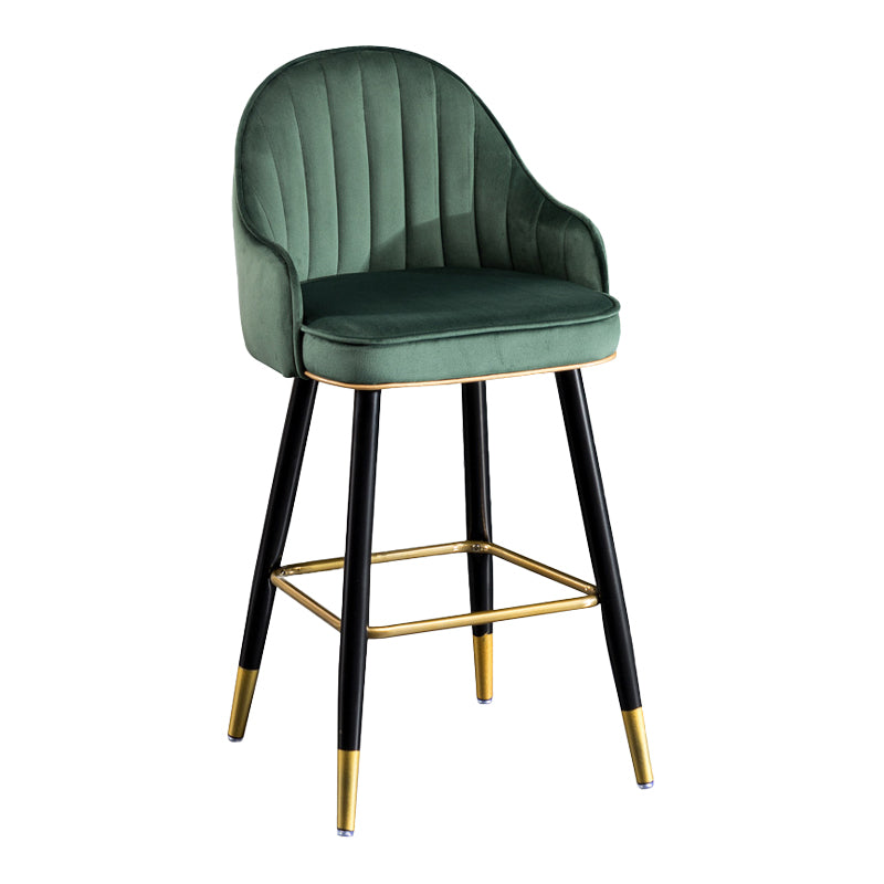 Scandinavian Restaurant Armed Stool Matte Finish Velvet Barstool
