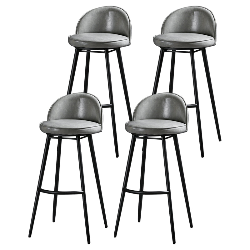 Contemporary Restaurant Footrest Stool Matte Finish Leather Barstool