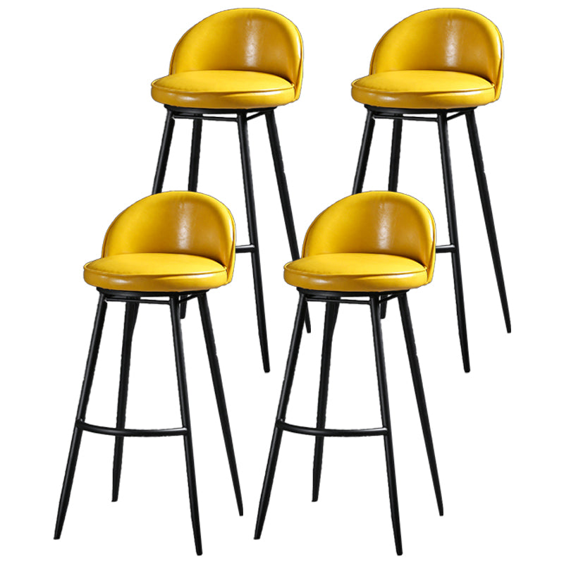 Contemporary Restaurant Footrest Stool Matte Finish Leather Barstool