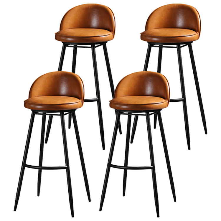 Contemporary Restaurant Footrest Stool Matte Finish Leather Barstool