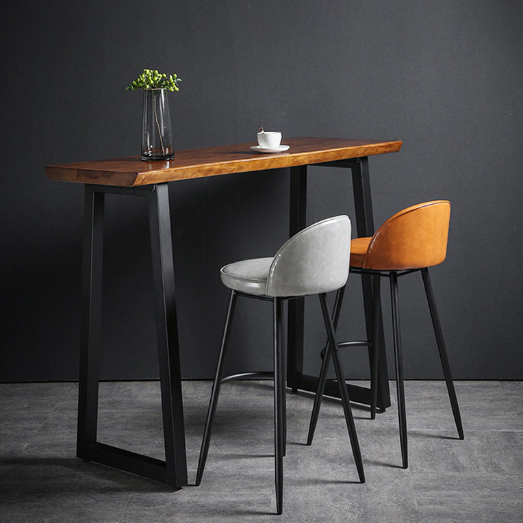 Contemporary Restaurant Footrest Stool Matte Finish Leather Barstool