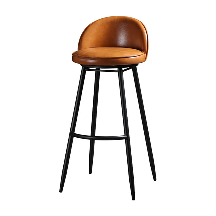Contemporary Restaurant Footrest Stool Matte Finish Leather Barstool